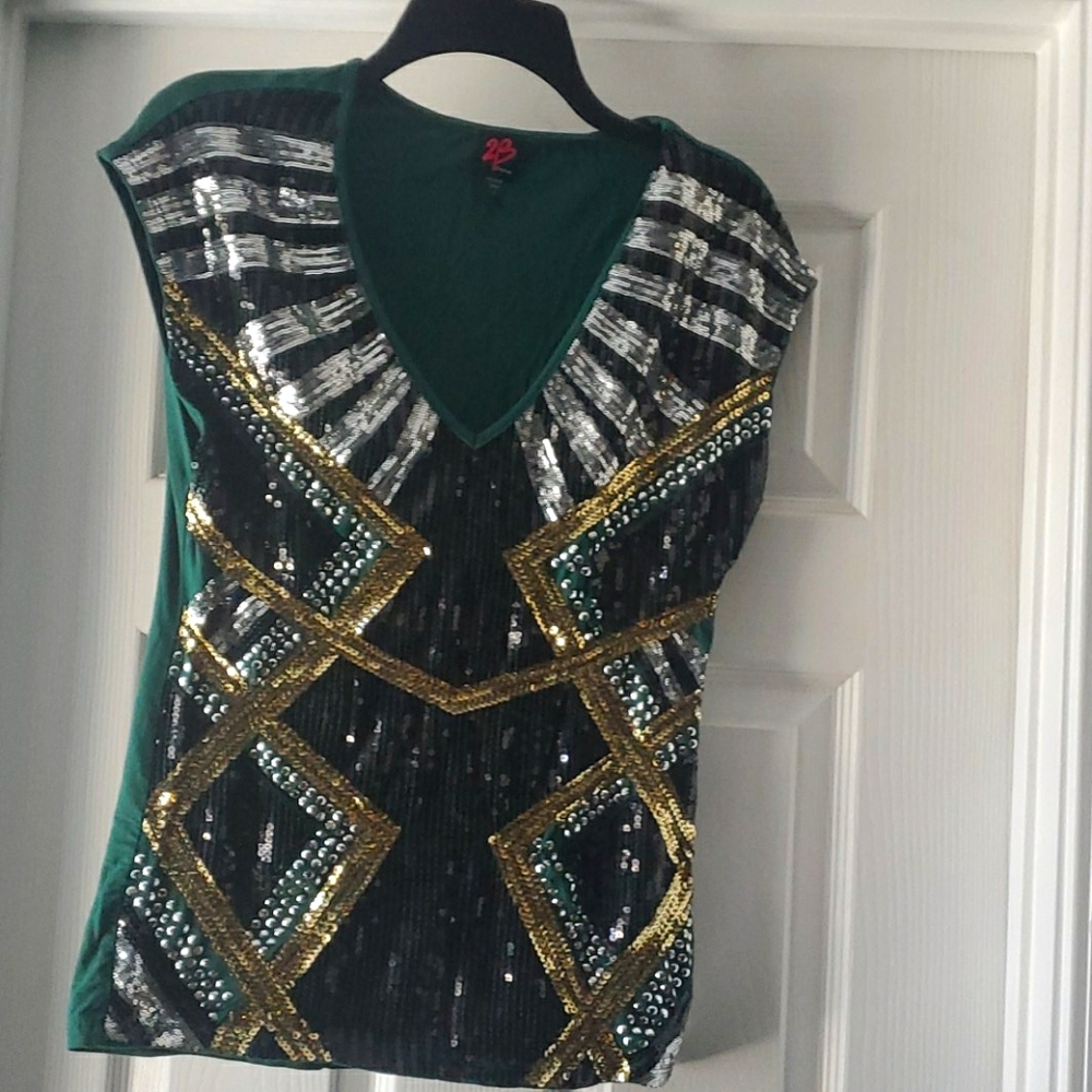 Green sequin top